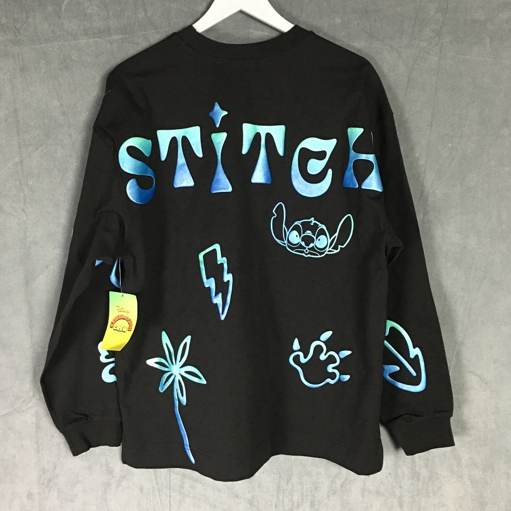New Disney Celebration Crew Stitch‎ 626 Black Print Puff Pullover Unisex Size M